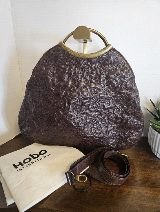 HOBO Handbags - HOBO International Embossed Leather Frame Bag Brown Boho Rare/Vintage Crossbody